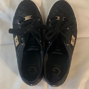 Guess Black Quilted Sneakers with Gold Details